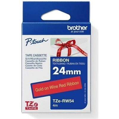 Brother TZE-RW54 zlatá na vínově červené 24 mm textilní páska TZERW54