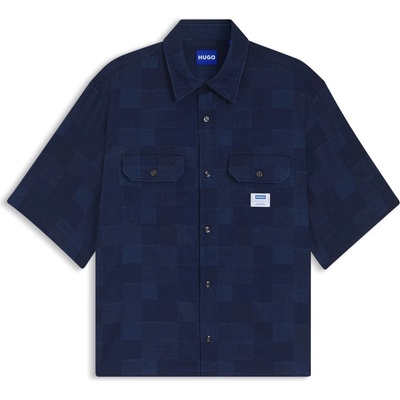 HUGO BOSS Риза Hugo Men's Short Sleeve Plain Shirt - Blue 407