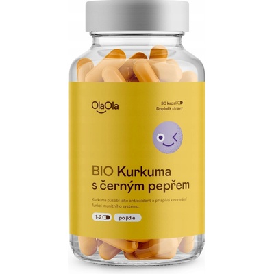 OlaOla BIO Kurkuma s černým pepřem podporující organismus 90 kapslí