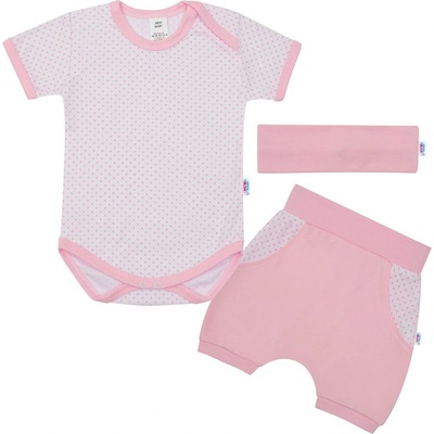 New Baby 3-dielna letná bavlnená súprava Perfect Summer svetlo ružová