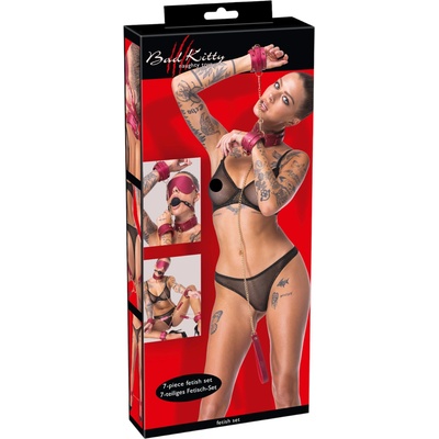 Bad Kitty - комплект за бондаж - 7 части (червен)