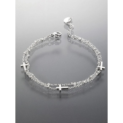 Prosperk náramek z chirurgické oceli s křížky stříbrná S3965