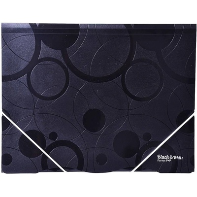 Kartón P+P Dosky s chlopňami a gumičkou Black&White čierna