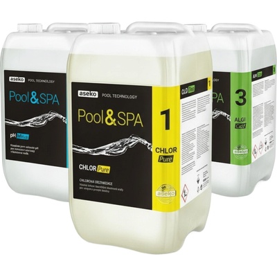 ASEKO sada Chlorpure, pH mínus a Algicid - 20 L