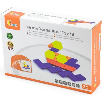 Viga Toys Игрален комплект Viga - Магнитни форми, 102 части (50669)