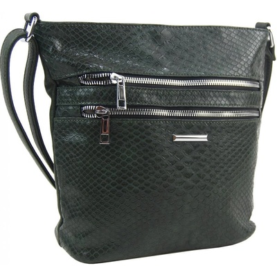 Barebag Tmavo zelená crossbody dámska kabelka v kroko dizajne