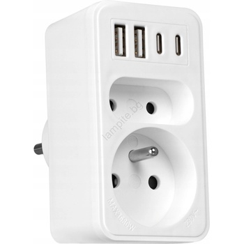 Vayox Разклонител 2 гнезда + 2xUSB-C + 2xUSB-A (BX0074)