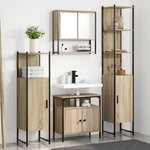 vidaXL Комплект мебели за баня 4 бр. Сонома дъб 33 x 33 x 185, 5 см (3399398)