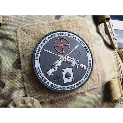 JACKETS TO GO Nášivka SNIPER DEATH SPADE plast velcro ČERNÁ SWAT