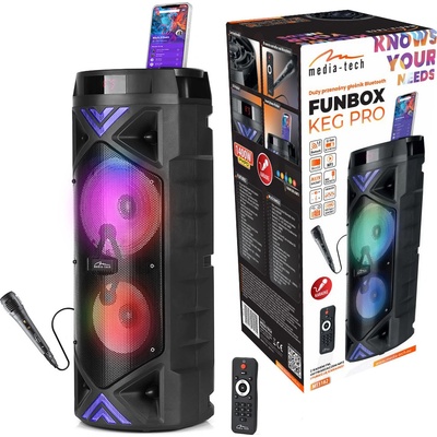 Přenosný Bluetooth 5.0+EDR reproduktor MEDIA TECH FUNBOX KEG PRO 1400W KARAOKE