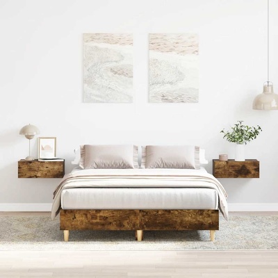 vidaXL Rám postele bez matrace kouřový dub engineered wood