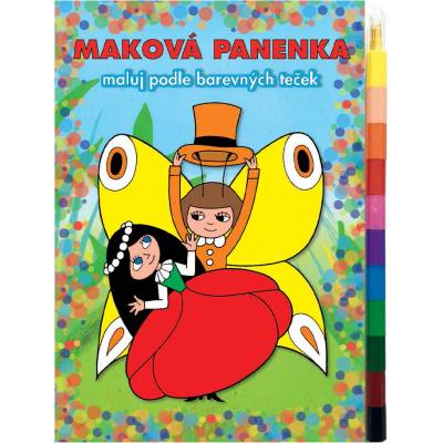 Omaľovanka Maková bábika maľuj podľa farebných bodiek maxi voskovka