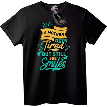 NOONEBRAND Тениска Уморена Майка с Усмивка - 5XL, Black