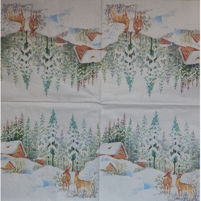 Home fashion obrúsky Zima a jeleni 33x33cm