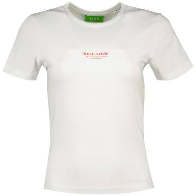 Тениска Jack & jones Gigi JJXX short sleeve T-shirt - White (Bright White / Print Self / Love / Red)