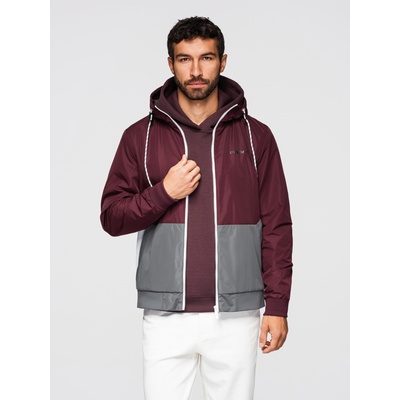 Ombre Clothing Мъжко лека яке regular fit с подплата и качулка - винено сиво V3 OM-JANP-0242 Ombre Clothing Ombre Clothing | Siv | МЪЖЕ | L