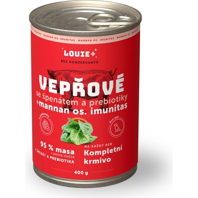 Louie Adult Vepřové se špenátem a prebiotika 400 g