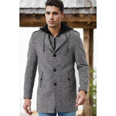 Dewberry PLT8406 MEN'S COAT-PATTERNED GREY-5 šedá