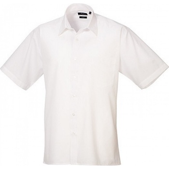 Premier Workwear pánská popelínová pracovní košile s krátkým rukávem bílá