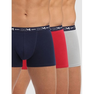 DIM Комплект от три мъжки боксерки в тъмно синьо, червено и светло сиво Dim COTTON STRETCH BOXER DIM | Sin | МЪЖЕ | M
