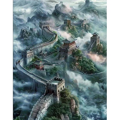 Norimpex - Puzzle Diamant painting: Great Wall of China in the fog 30x40cm - 1 - 39 piese