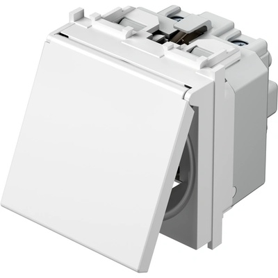 TEM Контакт шуко 2P+E 16A 2M с капаче, цвят Бял гланц, Modul - VM11PP (VM11PP)