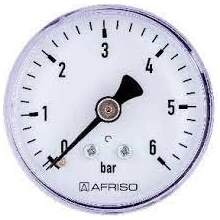 Manometer Afriso RF, 100 mm, G1/2 "B, 0/10bar, spodný, samotesniaci závit, mosadz, 63614