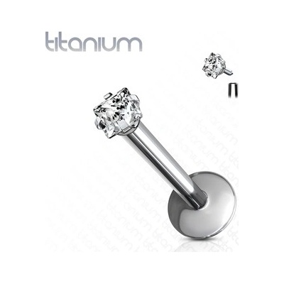 Šperky4U piercing do brady labreta titan čtverec, TIT1046-1208