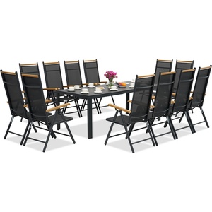 Garden Point Градинска мебел Verona Wood от алуминиева с голяма маса за 12 души Garden Point black (GAP1200SD-12)