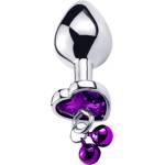 Passion labs Метално дилдо Butt Plug с топчета "POSTER HEART PURPLE" 7 см. Размер-S