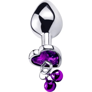 Passion labs Метално дилдо Butt Plug с топчета "POSTER HEART PURPLE" 7 см. Размер-S
