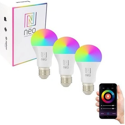 Immax NEO LITE SMART sada 3x žárovka LED E27 9W RGB+CCT barevná a bílá, stmívatelná, Wi-Fi, TUYA 07712C