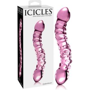 Icicles No. 55 - стъклено дилдо с два края - G-точка - розово