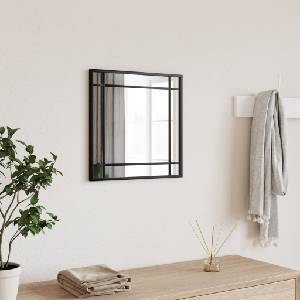 vidaXL Стенно огледало, черно, 40x40 см, квадратно, желязо (358633)