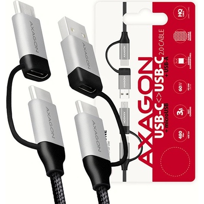 Axagon BUCMM-CAM10, 4in1, USB-C/Micro USB USB-C/USB-A, 1m,