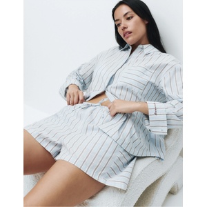 Marks & Spencer Раирани пижамни къси панталони от чист памучен батист Marks & Spencer синя Marks & Spencer | Sin | ЖЕНИ | 10