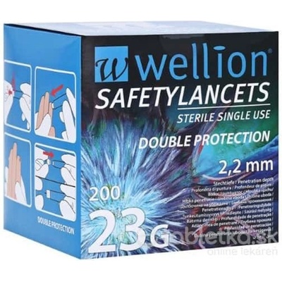 Wellion Safety Lancets 23G Lanceta bezpečnostná priemer 2,2 mm, sterilná, jednorazová 200 ks