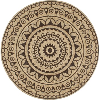 vidaXL Ръчно тъкан килим от юта, тъмнокафяв принт, 120 см (133705)