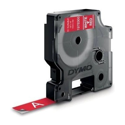 Dymo D1 1978366, 12mm x 3 m, biela tlač/červený podklad, permanentní vinylová, originálna páska