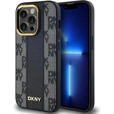 DKNY Кейс DKNY Leather Checkered Mono Pattern MagSafe за iPhone 13 Pro Max, черен (3666339259785)