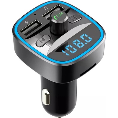 Techsuit - FM modulátor JamLink MFM2 - duální USB, SD karta, modré okolní světlo, ultrakompaktní design, Bluetooth - černý