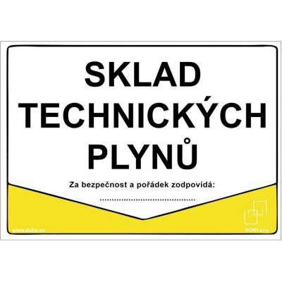 DUKO SKLAD TECHNICKÝCH PLYNŮ Formát: 210 x 148 mm, Materiál: plast 3 mm, samolepící vinylová fólie