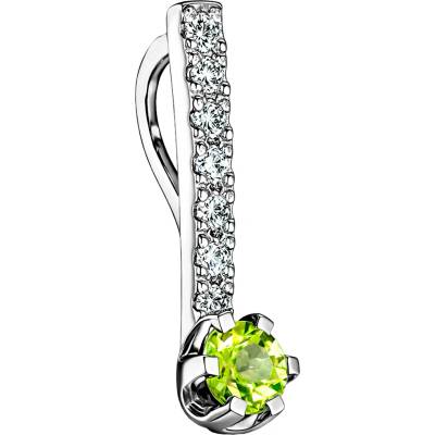Zlaton Přívěsek bílé zlato s olivínem s diamanty N21102501195