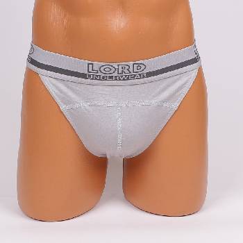 Изрязан мъжки слип в светлосив цвят с надпис и външен ластик