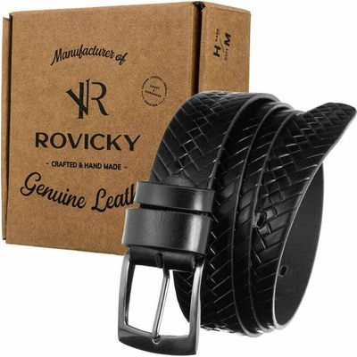 Rovicky Pánský kožený opasek na oblek s pletenou sponou