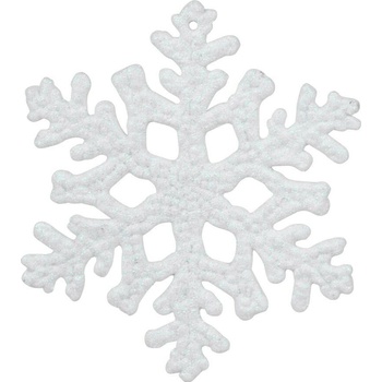 MagicHome Ozdoba 6 ks snehová vločka biela na vianočný stromček 12 cm