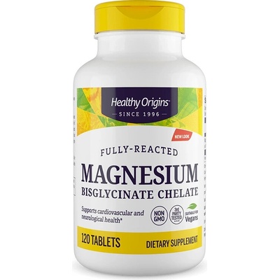 Healthy Origins Магнезий бисглицинат TRAACS - При стрес, умора и мускулни крампи, 100 mg, 120 таблетки (39542 HO)