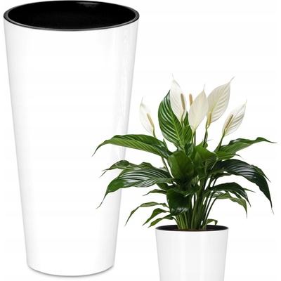 Prosperplast Květináč TUBUS SLIM + vklad bílý lesk 30 cm