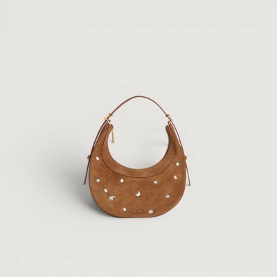 Coccinelle WHISPER SNOWDROP EMBROIDERY semišová MINI BAG Cognac E5VJT530101W11TU