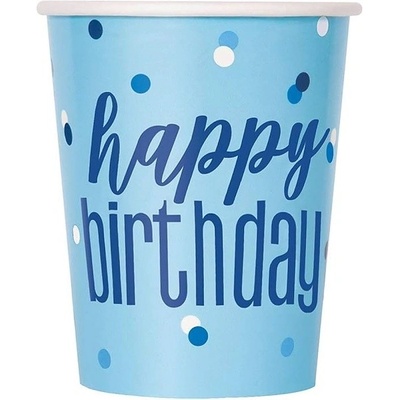 Unique Kelímky papírové Happy Birthday modré s puntíky 270 ml – Hledejceny.cz